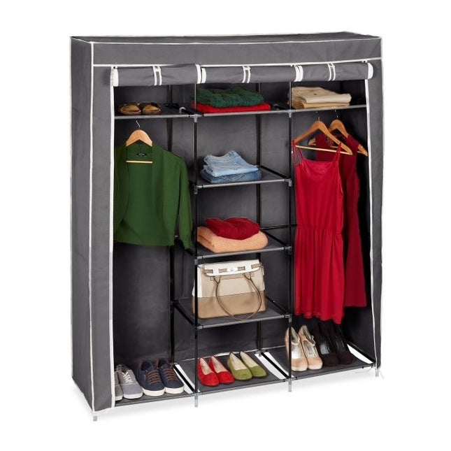 Fabric wardrobe XXL with 9 shelves