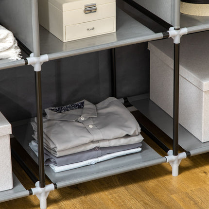 Folding fabric wardrobe with clothes rail, dark grey