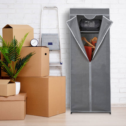 Fabric wardrobe with clothes rail