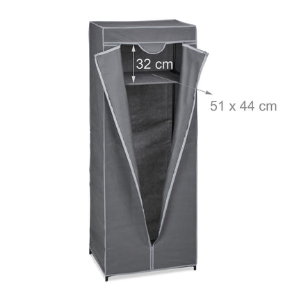 Fabric wardrobe with clothes rail