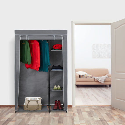 Fabric wardrobe with clothes rail
