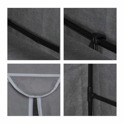 Fabric wardrobe with clothes rail
