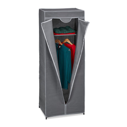 Fabric wardrobe with clothes rail