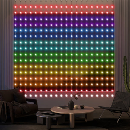 Fairy Lights 3×3m 400 LED's Lichtgordijn met instelbare helderheid Muzieksynchronisatie Scènemodi Timerfunctie Fairy Lights Gordijn Binnen Buiten IP44 voor Bruiloft, Feest, Kerstmis
