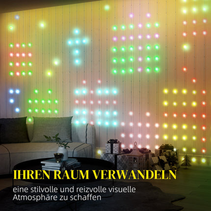 Fairy Lights 3×3m 400 LED's Lichtgordijn met instelbare helderheid Muzieksynchronisatie Scènemodi Timerfunctie Fairy Lights Gordijn Binnen Buiten IP44 voor Bruiloft, Feest, Kerstmis