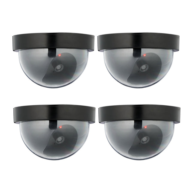 Fake Security Dome Cameras, LED, Indoor/Outdoor, 4-Pack