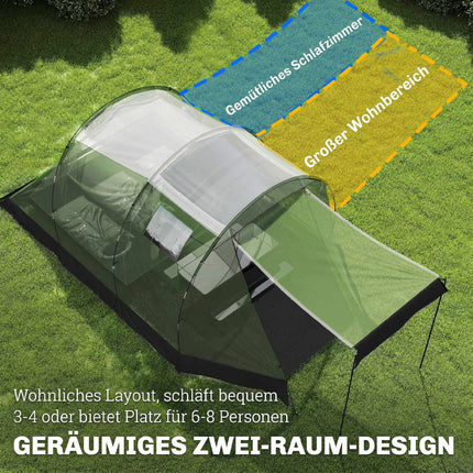 Family Camping Tent, 3-4 Person, 3000mm Waterproof, Green