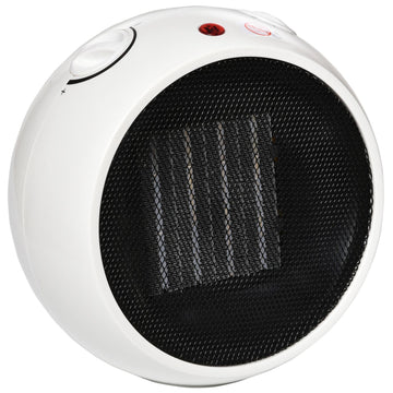 Electric fan heater, 900W/1500W, White & Black, Compact