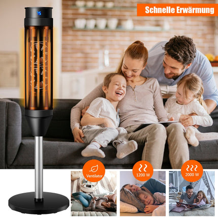 Fan heater electric heater oscillating ceramic tower heater 28 x 28 x 85 cm black