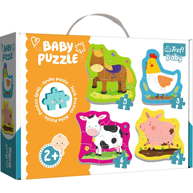 Farm Animal Baby Puzzle Set, 12 Pieces for Early Learning