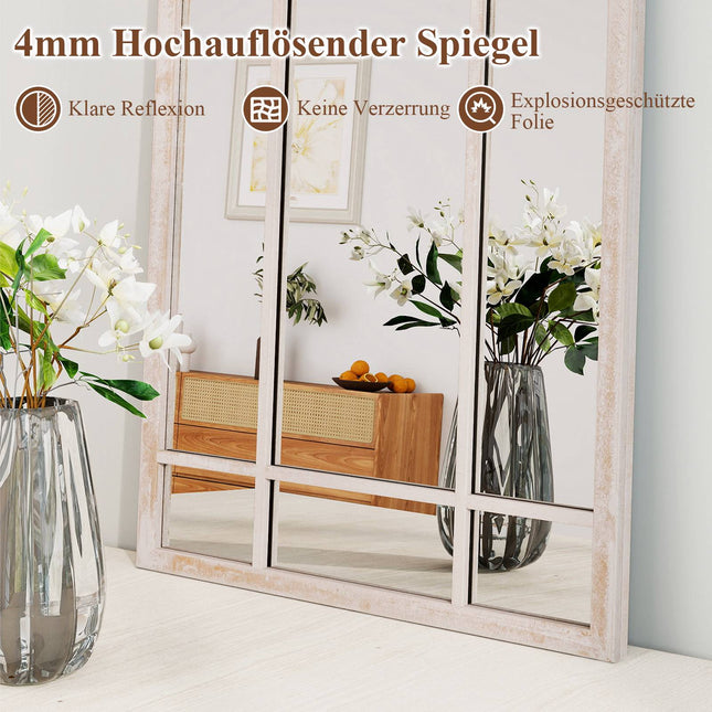 Farmhouse Arched Wall Mirror, 83x48 cm, Grey Metal Frame