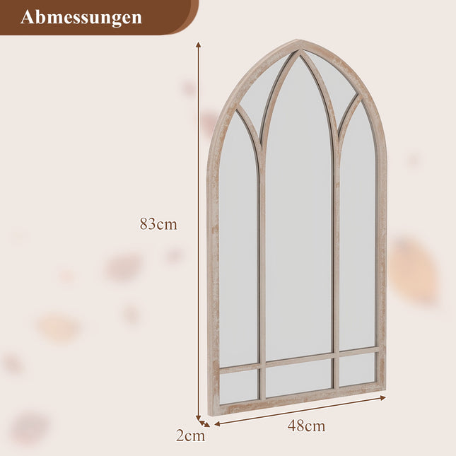 Farmhouse Arched Wall Mirror, 83x48 cm, Grey Metal Frame