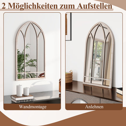 Farmhouse Arched Wall Mirror, 83x48 cm, Grey Metal Frame