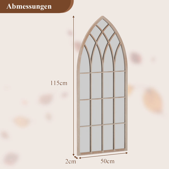 Farmhouse Arched Wall Mirror, Metal Frame, 115x50 cm, Gray