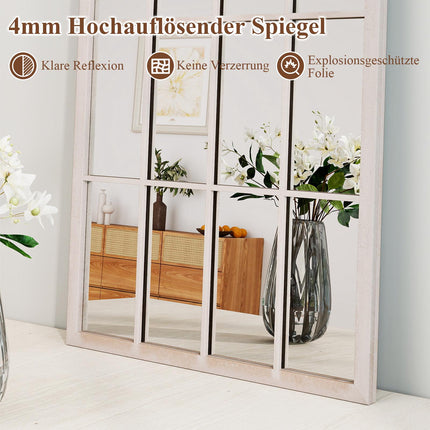 Farmhouse Arched Wall Mirror, Metal Frame, 115x50 cm, Gray