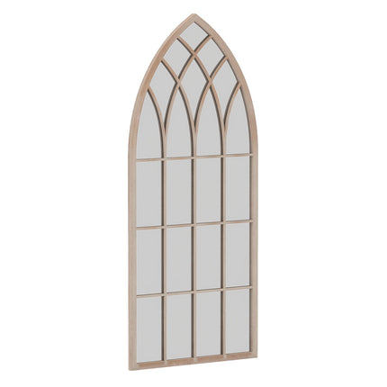 Farmhouse Arched Wall Mirror, Metal Frame, 115x50 cm, Gray