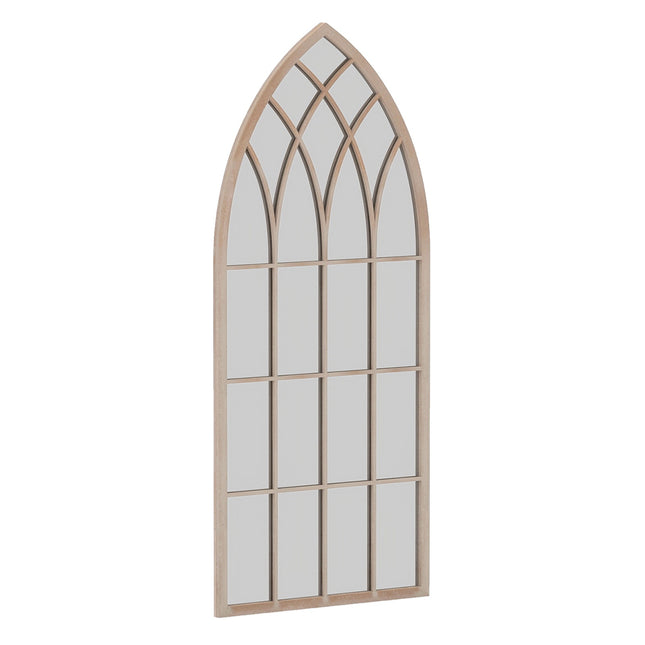Farmhouse Arched Wall Mirror, Metal Frame, 115x50 cm, Gray