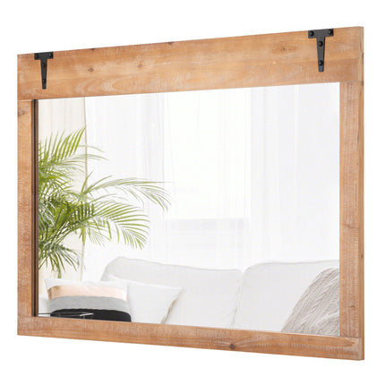 Farmhouse Barn Door Wall Mirror, 39x27.5 Inch, Wood Frame