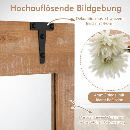 Farmhouse Barn Door Wall Mirror, 39x27.5 Inch, Wood Frame