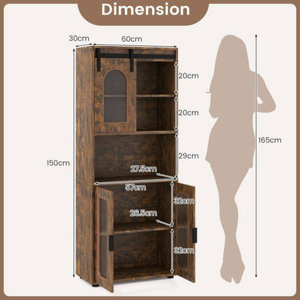 Farmhouse Bathroom Cabinet, Sliding Door, 60x30x150 cm