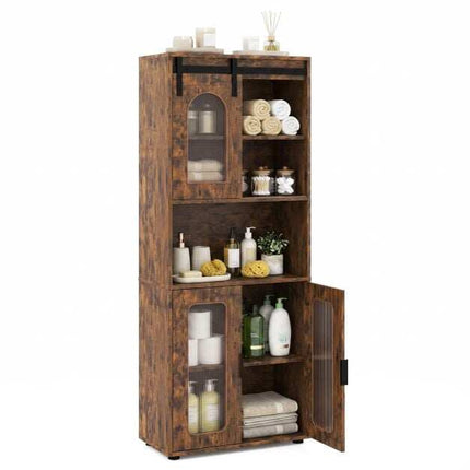 Farmhouse Bathroom Cabinet, Sliding Door, 60x30x150 cm
