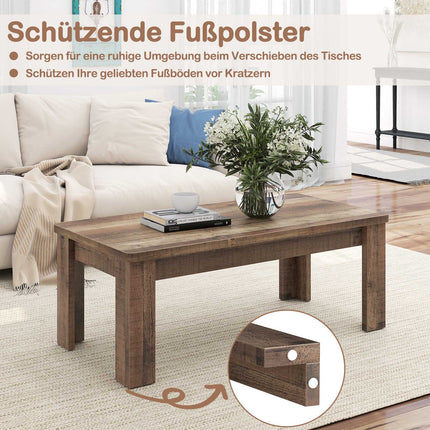 Farmhouse Coffee Table, 120 cm, Brown Wood-Like Surface