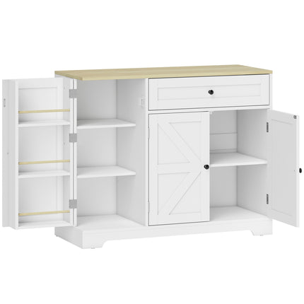 Farmhouse Kitchen Sideboard with Sliding Doors, Adjustable Shelves