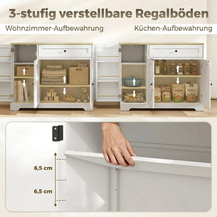 Farmhouse Kitchen Sideboard with Sliding Doors, Adjustable Shelves
