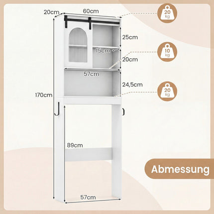 Farmhouse Over-The-Toilet Storage Cabinet, White, 170 cm