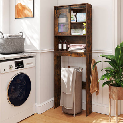 Farmhouse Over Toilet Storage Cabinet, Rustic Brown, 170 cm
