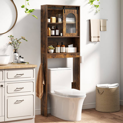 Farmhouse Over Toilet Storage Cabinet, Rustic Brown, 170 cm