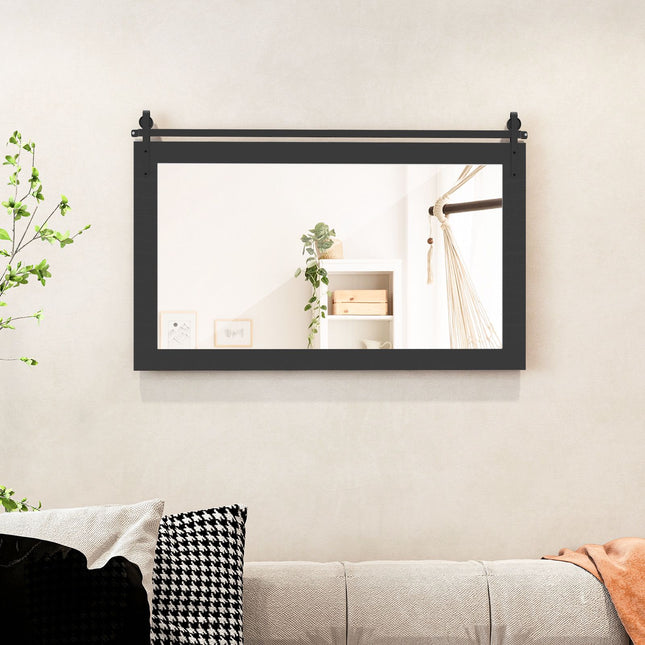 Farmhouse Wall Mirror, Fir Wood Frame, 101 x 66 cm