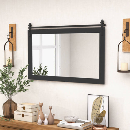 Farmhouse Wall Mirror, Fir Wood Frame, 101 x 66 cm