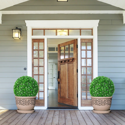 Faux Boxwood Topiary Balls, 2-Pack 19.5 Inch UV Resistant