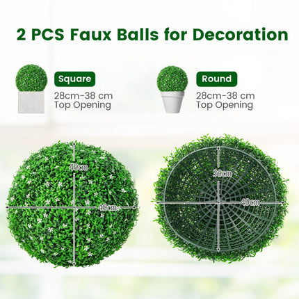 Faux Boxwood Topiary Balls, 2-Pack 19.5 Inch UV Resistant