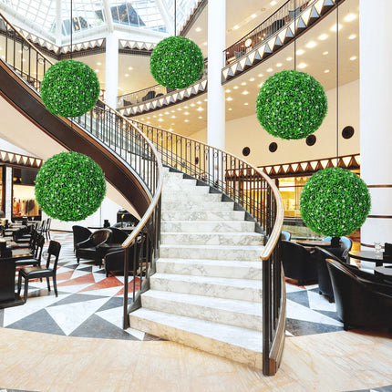 Faux Boxwood Topiary Balls, 2-Pack 19.5 Inch UV Resistant