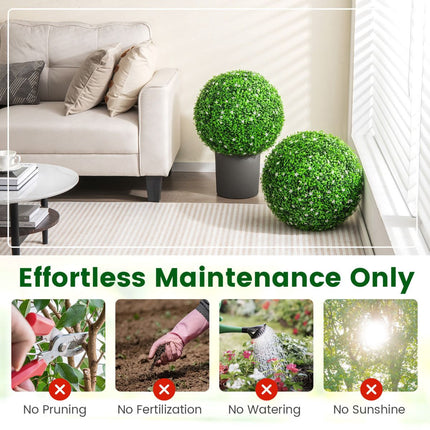 Faux Boxwood Topiary Balls, 2-Pack 19.5 Inch UV Resistant