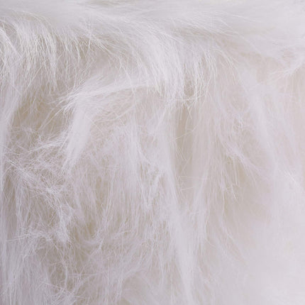 Faux Fur Stool in White-Gold