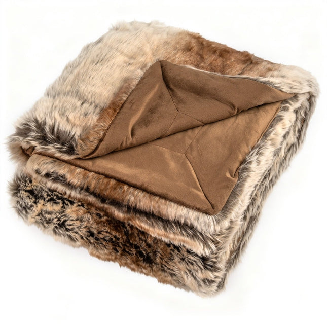 Faux Fur Throw Blanket, Soft Plush, 153 x 203 cm