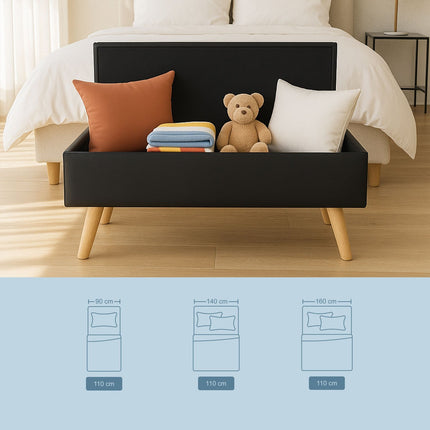 Faux Leather Storage Bench with Hinged Lid