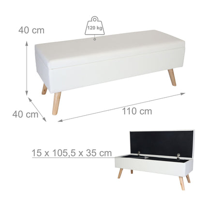 Faux Leather Storage Bench with Hinged Lid
