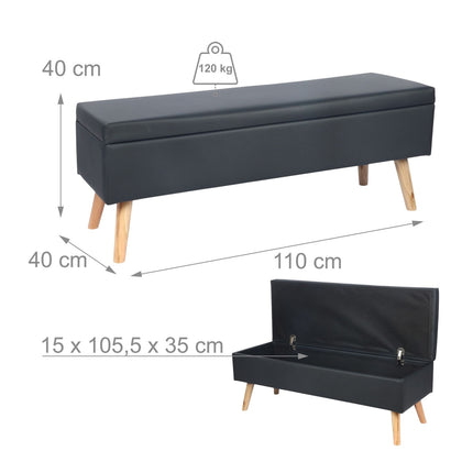 Faux Leather Storage Bench with Hinged Lid