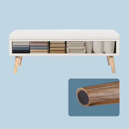 Faux Leather Storage Bench with Hinged Lid