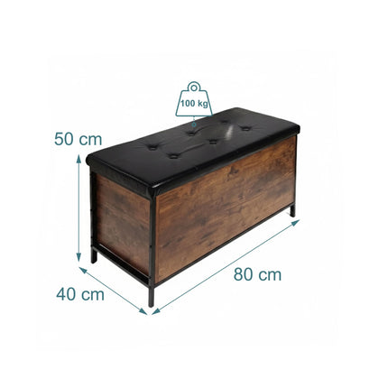 Faux Leather Storage Bench with Padded Seat