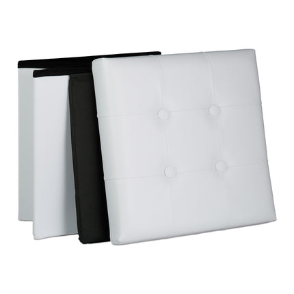 Faux Leather Storage Ottoman, Foldable Seat