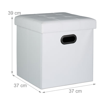Faux Leather Storage Ottoman, Foldable Seat