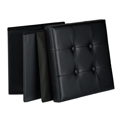 Faux Leather Storage Ottoman, Foldable Seat Stool