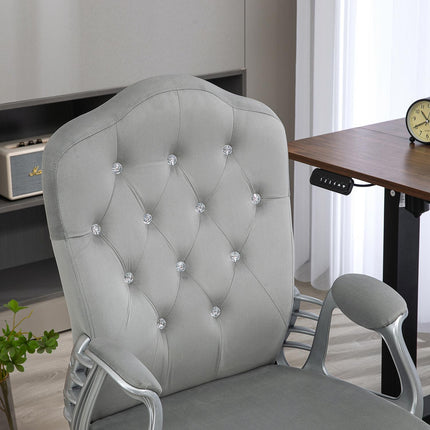 Ergonomic office chair in synthetic leather, adjustable, light grey