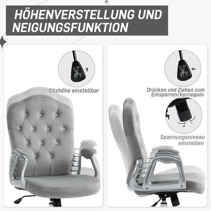Ergonomic office chair in synthetic leather, adjustable, light grey
