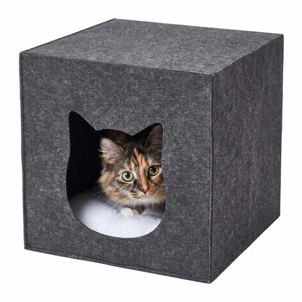 Felt Cat Cave Cube – Foldable, Includes Cushion